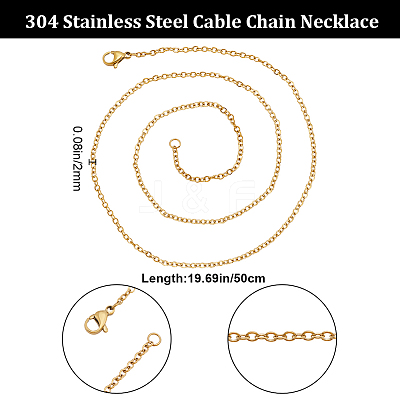 30Pcs Ion Plating(IP) 304 Stainless Steel Flat Cable Chain Necklaces Set for Men Women STAS-BBC0005-01-1