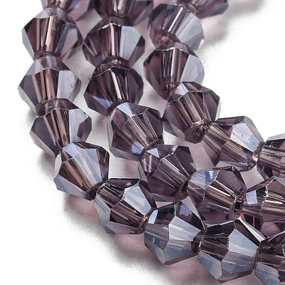 Transparent Electroplate Glass Beads Strands GLAA-F029-3mm-C04-1