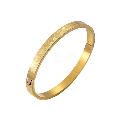 304 Stainless Steel Swirl Pattern Hinged Bangles for Women WG1BED9-01-1