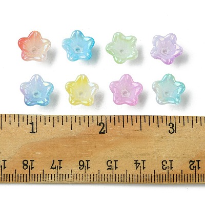 120Pcs 8 Colors UV Plating Iridescent Acrylic Bead Caps OACR-FS0001-64-1