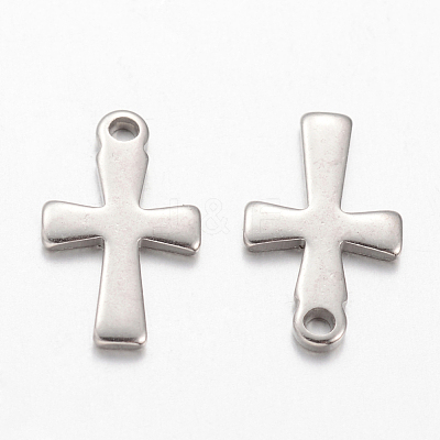 304 Stainless Steel Tiny Cross Charms STAS-YW0001-28P-1