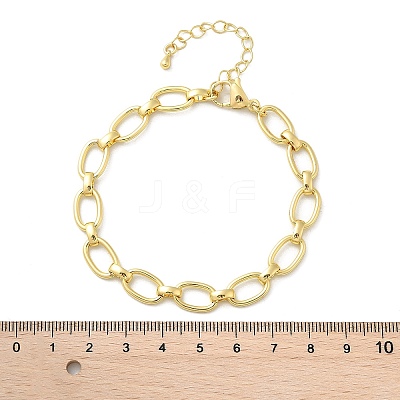 Brass Oval Link Chain Bracelets for Women Men BJEW-K273-11G-1