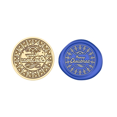 Merry Christmas Wax Seal Brass Stamp Head LS-AJEW-Z031-04G-20-1