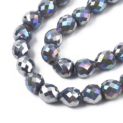 Electroplate Opaque Solid Color Glass Beads Strands EGLA-N002-26-A07-1