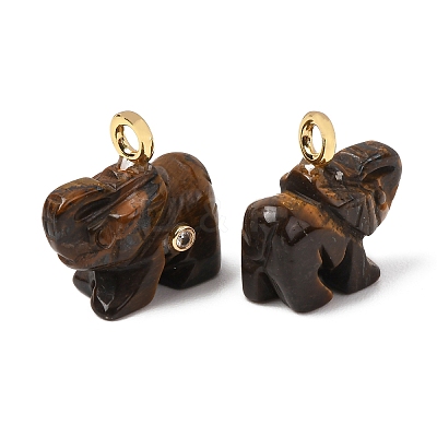Natural Tiger Eye Carved Pendants G-H357-01G-07-1
