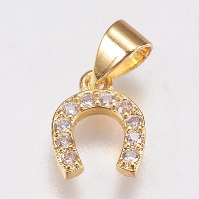 Brass Micro Pave Cubic Zirconia Charms ZIRC-E145-27G-1