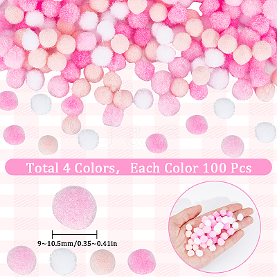 400Pcs 4 Colors DIY Doll Craft Pom Pom Yarn Pom Pom Balls AJEW-SC0003-14-1