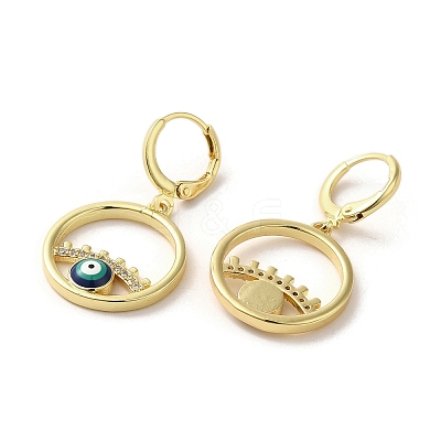 Evil Eye Golden Brass Dangle Leverback Earrings EJEW-Q797-09G-04-1