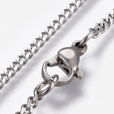 Non-Tarnish 304 Stainless Steel Curb Chains Necklaces NJEW-L167-17-P-1