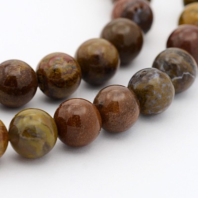 Natural Petrified Wood Round Bead Strands G-P070-64-4mm-1