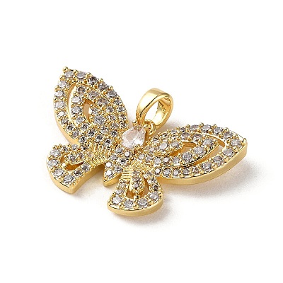 Brass Micro Pave Cubic Zirconia Pendants KK-P320-03A-G-1