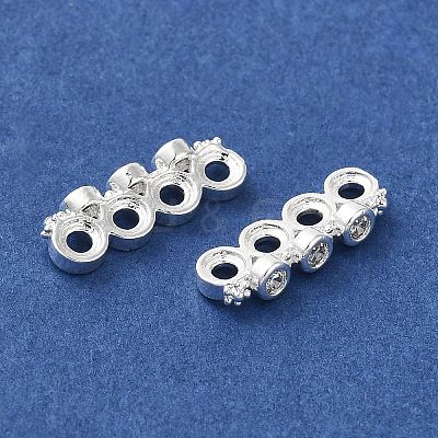 Rack Plating Brass Pave Clear Cubic Zirconia Spacer Bars KK-B088-11C-S-1