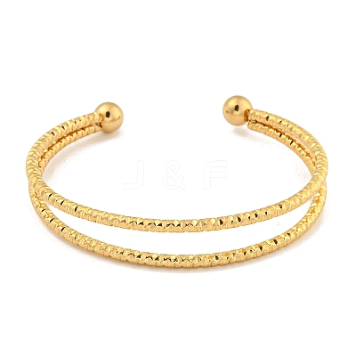 Ion Plating(IP) Textured 304 Stainless Steel Wrap Cuff Bangle for Women BJEW-P331-16G-1