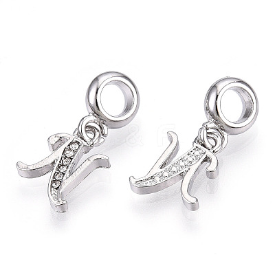 Platinum Rack Plating Alloy Rhinestone European Dangle Charms PALLOY-T048-36P-N-1