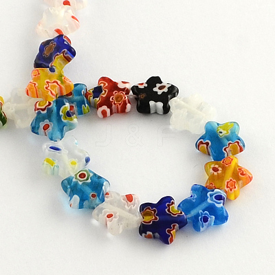 Flower Handmade Millefiori Glass Beads Strands X-LK-R004-33-1