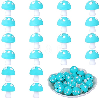 20Pcs Mushroom Silicone Focal Beads JX901H-1