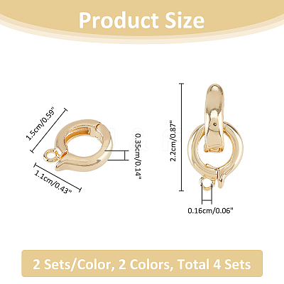 4Pcs 2 Colors Brass Double Fold Over Clasps FIND-FH0010-40-1