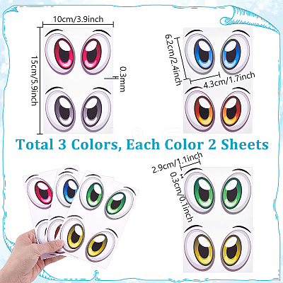 6 Sheets 3 Colors Paper Picture Stickers STIC-PH0001-04-1
