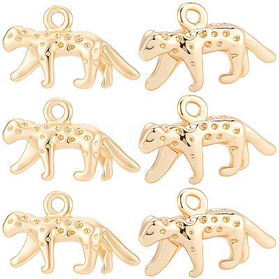 10Pcs Leopard Rack Plating Brass Charms KK-BBC0027-35-1