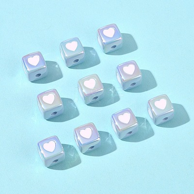 10Pcs Opaque Acrylic Enamel Beads ACRC-FS0001-02B-1