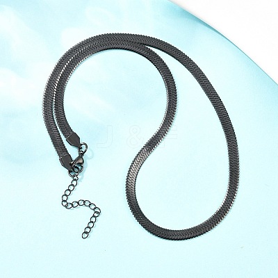 5MM 304 Stainless Steel Flat Snake Chain Necklaces for Women Men NJEW-Z115-05EB-1