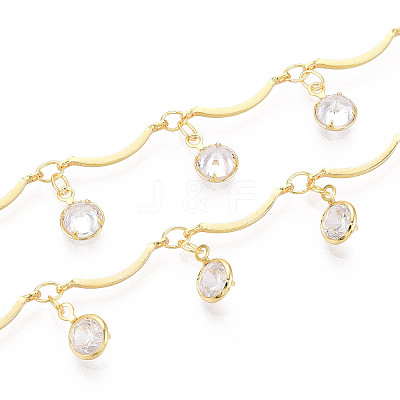 Brass Glass Scalloped Bar Chains CHC-T018-06G-1
