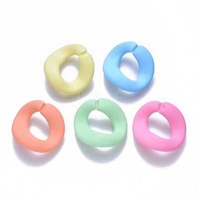 Opaque Spray Painted Acrylic Linking Rings OACR-S036-004B-I-1
