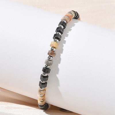 Natural Crazy Agate & Non-magnetic Synthetic Hematite Beaded Bracelets for Women BJEW-Z148-04P-02-1