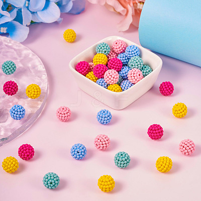 50Pcs 5 Colors Rubberized Style Acrylic Beads SACR-TA0001-32-1