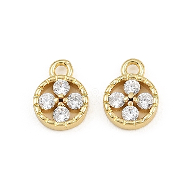 Brass Micro Pave Clear Cubic Zirconia Charms CU-CBAD306-04G-1
