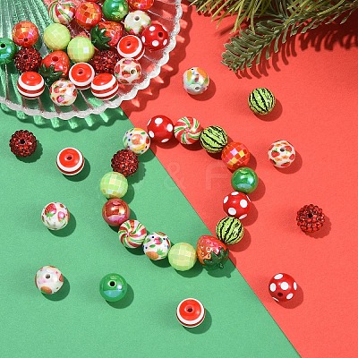 29Pcs 8 Styles Opaque Acrylic Beads MACR-YW0004-80-1