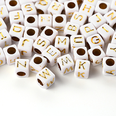156Pcs 26 Style White Plating Acrylic Letters Beads SACR-YW0001-02-1