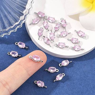 SHEGRACE Brass Pave Cubic Zirconia Oval Connector Charms XGRQ2O046-437B-P-1