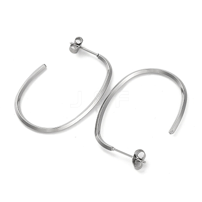 304 Stainless Steel Oval Stud Earrings EJEW-K295-02P-1