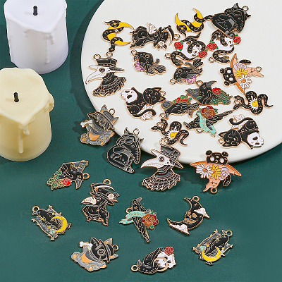 32Pcs 16 Style Alloy Enamel Pendants ENAM-CA0001-49-1
