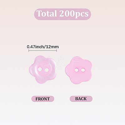200Pcs 2-Hole Resin Buttons RESI-SP0001-52A-1