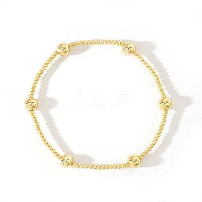 Bohemia Brass Round Beaded Stretch Bracelets TK0566-1-1