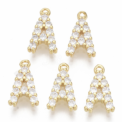 Brass Micro Pave Cubic Zirconia Charms KK-T060-05-G-NF-1