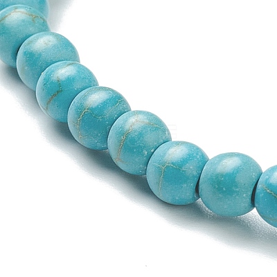 Synthetic Turquoise Beaded Stretch Bracelets BJEW-D446-A-18-1