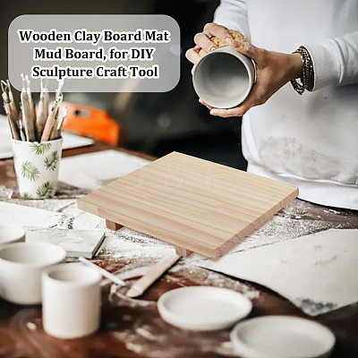 Wooden Clay Board Mat Mud Board WOOD-WH0030-68-1