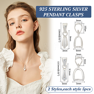 4Pcs 2 Styles 925 Sterling Silver Pendants STER-ME0001-30-1