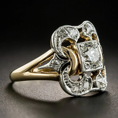 Square Brass Micro Pave Clear Cubic Zirconia Finger Rings FS-WG35D08-04-1