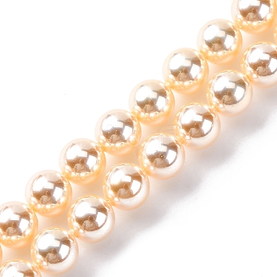 UV Plating Pearlized Glass Pearl Beads Strands GLAA-F128-01A-T8-1
