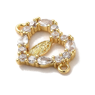 Brass Pave Clear Cubic Zirconia Connector Charms KK-M278-02A-G-1