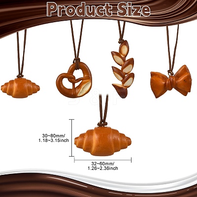 4Pcs 4 Styles PVC Simulated Bread Pendant Decorations ST-CJ0028-11-1