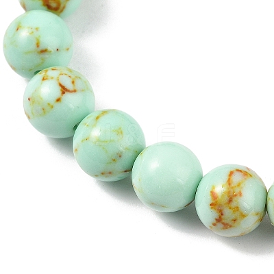 Synthetic Turquoise Beaded Stretch Bracelet BJEW-P208-08-8MM-01-1
