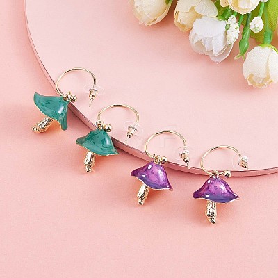 Enamel Mushroom Dangle Stud Earrings JE987A-1