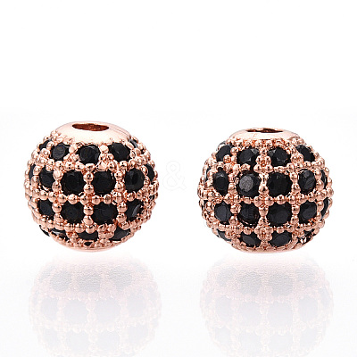 Rack Plating Brass Cubic Zirconia Beads ZIRC-S001-8mm-B01-1