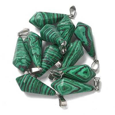 Synthetic Malachite Pointed Pendants G-B127-15P-06-1