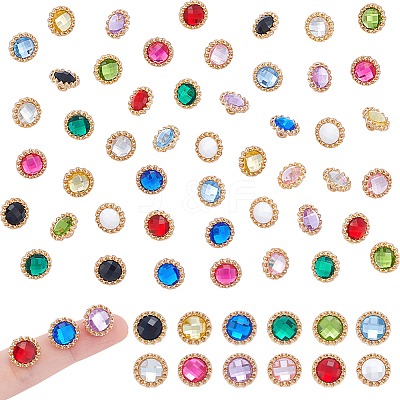 48Pcs 12 Colors 1-Hole Acrylic Shank Buttons BUTT-GA0001-42-1
